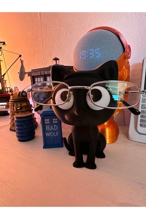 Kedi Gözlük Standı, Gözlük Tutucu Dekoratif Plastik Obje 14x9 cm Sevimli Kedi Glasses Holder