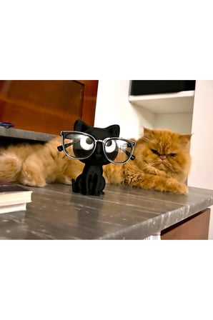 Kedi Gözlük Standı, Gözlük Tutucu Dekoratif Plastik Obje 14x9 cm Sevimli Kedi Glasses Holder
