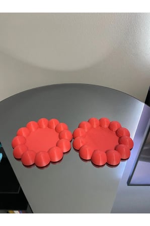 Bubble 2'li Dekoratif  Tabak Sert Plastik Takı Tabağı Bardak Altlığı