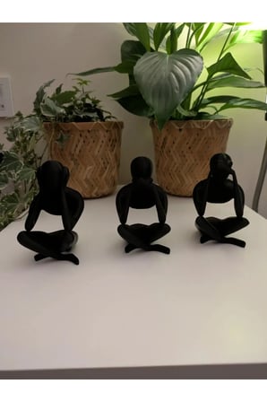 3'lü Set Meditasyon Modern Biblo Masa Üstü biblo, Görmedim Duymadım Bilmiyorum Hean Speak See