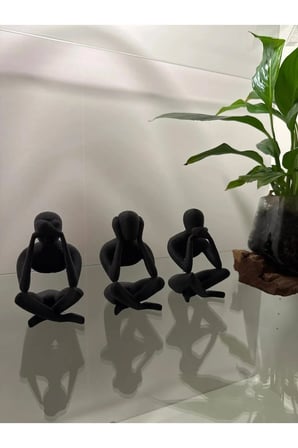 3'lü Set Meditasyon Modern Biblo Masa Üstü biblo, Görmedim Duymadım Bilmiyorum Hean Speak See