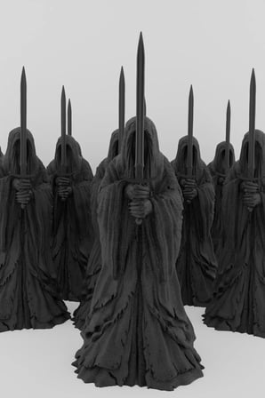 Küçük Boy 10 Cm Dekoratif ' Yüzüklerin Efendisi Nazgul ' 5'li Set Heykel Figür Büst Siyah Renk