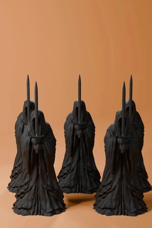 Küçük Boy 10 Cm Dekoratif ' Yüzüklerin Efendisi Nazgul ' 5'li Set Heykel Figür Büst Siyah Renk