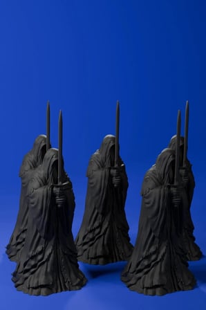 Küçük Boy 10 Cm Dekoratif ' Yüzüklerin Efendisi Nazgul ' 5'li Set Heykel Figür Büst Siyah Renk