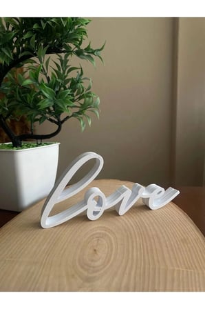 Love Yazılı Fotoğraf Tutucu Çerçeve Beyaz, Hediyelik Çerçeve Biblo