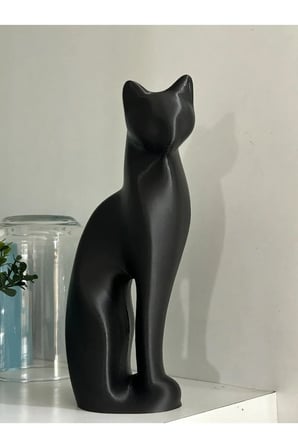 2'li Set Modern Kedi Biblo, 22 Cm Siyah Beyaz Dekoratif Kedi figürü, Pinterest Obje