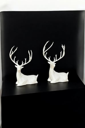 2'li Set BEYAZ GEYİK BİBLO  Geyik Figürlü Modern Dekoratif Pinterest Biblo