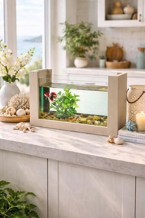 Beta Balığı İçin Ahşap Mini Akvaryum Modern Şık Doğal Minimal Tasarım