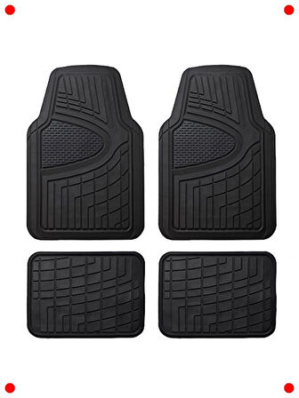 Evrensel Uyumlu Siyah Ağır Hizmet Kauçuk Paspas Seti