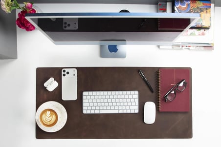 Kişiye Özel Hakiki Full Grain Deri Masa Matı 37X80 Cm El Yapımı Ofis Sümeni Ve Mouse Pad