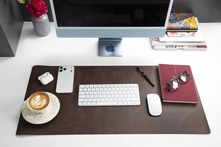 Kişiye Özel Hakiki Full Grain Deri Masa Matı 37X80 Cm El Yapımı Ofis Sümeni Ve Mouse Pad