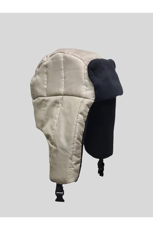 Kışlık içi polarlı Su geçirmez Uşanka şapka Yetişkin - Çocuk Unisex BEJ