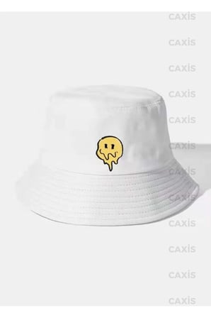 Yazlık Bucket Eriyen Smile baskılı Kova Şapka 56-58 CM