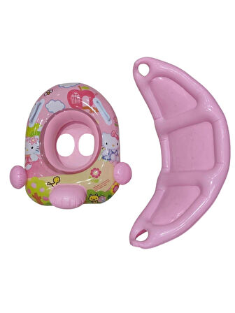 Sekk O Bebek Havuzu PEMBE Yaş 1-4 Yaş için Hello Kity Bebek Yüzme simidi Çıkartmalı Takmalı Deniz Simidi