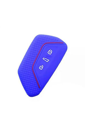 Yeni Skoda Octavia Uyumlu Silikon Anahtar Koruma Kılıfı Mavi Renk
