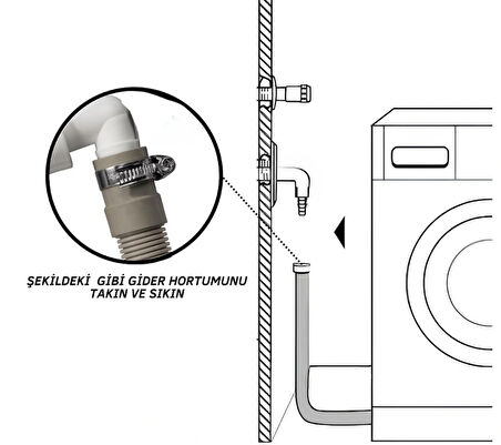 Çamaşır ve Bulaşık Makinesi Gider Koku Önleyici Çekvalf Adaptör Conta | Ø50 mm Haşere ve Koku Koruma