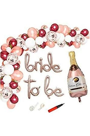 Bride To Be Folyo Balon Şampanya Folyo Balonlu Zincir Set Bekarlığa Veda Partisi