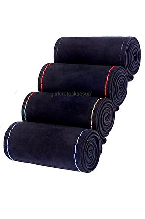 Universal Uyumlu Kamyon Tır Dikmeli Direksiyon Kılıfı Nubuk Alkantara Kırmızı Ipli 45×10.5cm