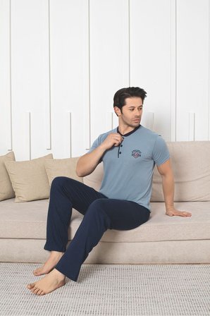 Erkek Pamuklu Örme Cepli Pijama Takımı