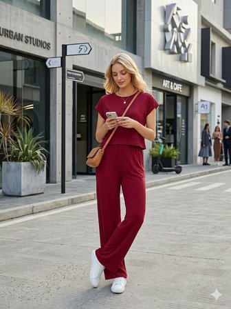 Kadın Yarasa Kol Yumuşak Tuşeli Likralı Penye Takım
