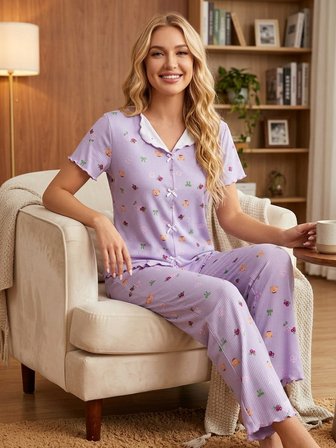 Kadın Kısa Kollu Yumuşak Tuşe Yazlık Likralı Kaşkorse Kumaş Pijama Takım