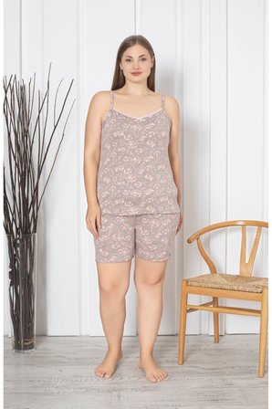 Büyük Beden Likralı Penye Şortlu Pijama Takım