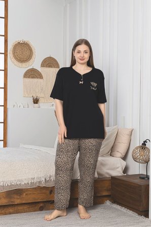 Büyük Beden Likralı Penye Pijama Takımı