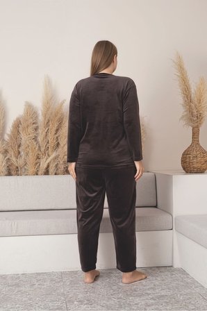 Büyük Beden Kırmızı Likralı Soft Kadife Pijama Takımı