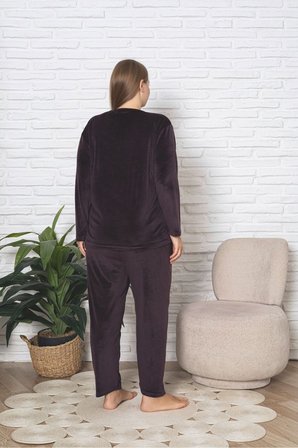 Büyük Beden Kırmızı Likralı Soft Kadife Pijama Takımı