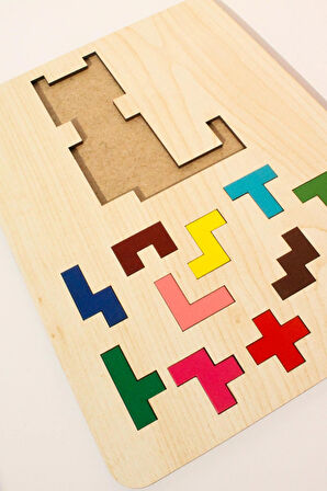 Ahşap Eğitici Puzzle | 3’ü 1 Arada Şekiller, Renkler ve Hayvanlar Yapboz | Montessori 3+ Yaş Oyuncak
