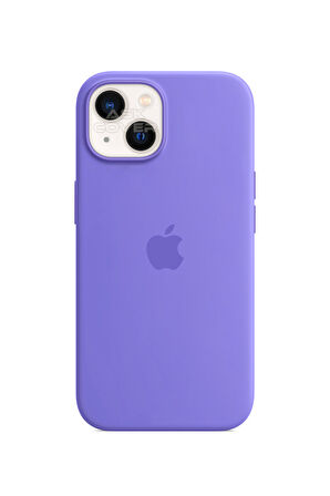 Ask Cover Apple iPhone 13 için MagSafe Özellikli Silikon Kılıf Lansman Logolu Kılıf - Lila