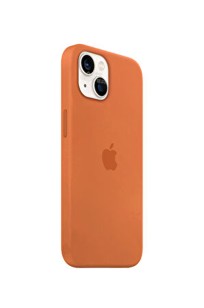 Ask Cover Apple iPhone 13 için MagSafe Özellikli Silikon Kılıf Lansman Logolu Kılıf - Turuncu