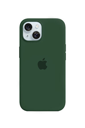Ask Cover Apple iPhone 15 Plus için MagSafe Özellikli Silikon Kılıf Lansman Logolu Kılıf - Zümrüt