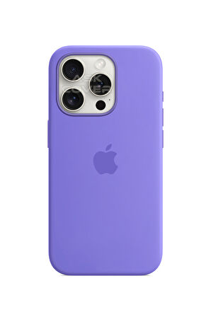 Ask Cover Apple iPhone 15 Pro için MagSafe Özellikli Silikon Kılıf Lansman Logolu Kılıf - Lila