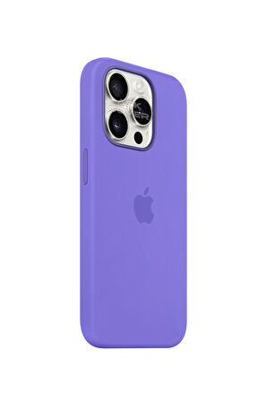 Ask Cover Apple iPhone 15 Pro için MagSafe Özellikli Silikon Kılıf Lansman Logolu Kılıf - Lila