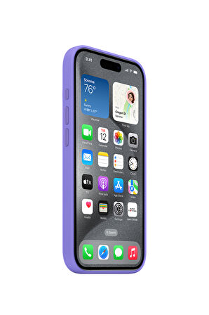 Ask Cover Apple iPhone 15 Pro için MagSafe Özellikli Silikon Kılıf Lansman Logolu Kılıf - Lila