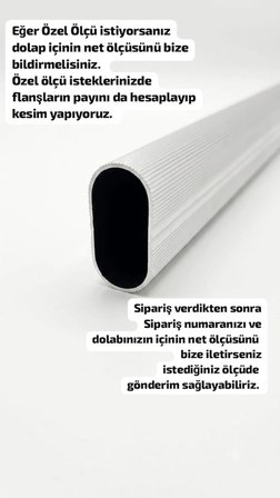 Oval Alüminyum Dolap İçi Askı Borusu 40 Cm 2 Adet Flanş Vidaları