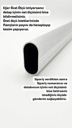 Oval Alüminyum Dolap İçi Askı Borusu 60 Cm 2 Adet Flanş Vidaları