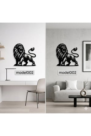ASLAN SERİSİ Ahşap Duvar Dekoru 40 cm Siyah Renk