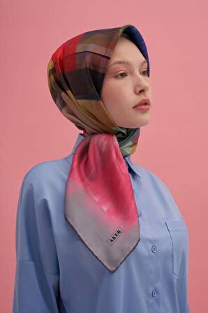 Fırça Desenli İpek Krep Saten Eşarp - Sura - 8987701