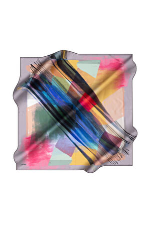 Fırça Desenli İpek Krep Saten Eşarp - Sura - 8987701