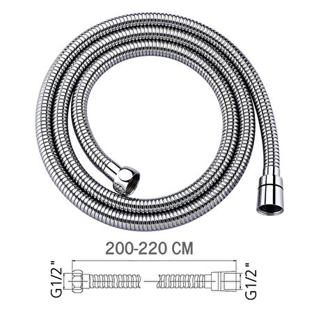 Paslanmaz Kopmaz Patlamaz Kaliteli Çelik Duş Hortumu Tüm Duş Setleri Ile Uyumlu - 200cm