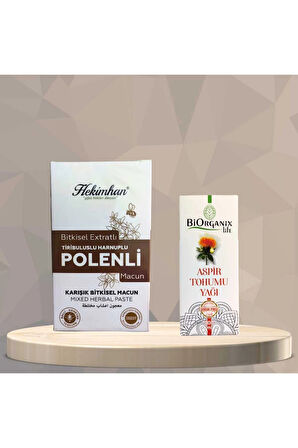Tiribuluslu Harnuplu Polenli Macun 420 gr ve Aspir Tohumu Yağı Soğuk Pres 100 ml