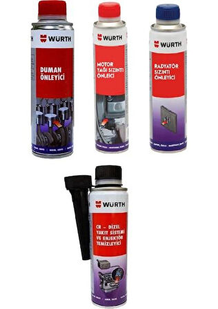 Würth Duman Önleyici + Yağ Sızıntı Önleciyi + Radyatör Sızıntı Önleyici + Dizel Yakıt Katkısı 4lü Set