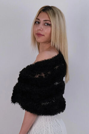 El Örgüsü Gelin Şalı Siyah