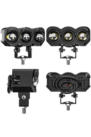 1 ADET Motosiklet Atv Utv Offroad Scooter 3 Led Lazer Sis Farı Delici Beyaz Sarı Çift Renk