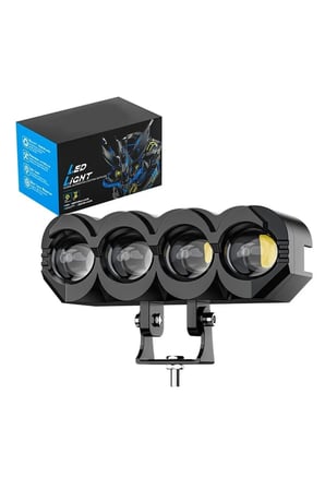 1 ADET Motosiklet 4 Led Lazer Sis Farı Delici Beyaz Sarı Çift Renk Metal Baykuş Led Işık