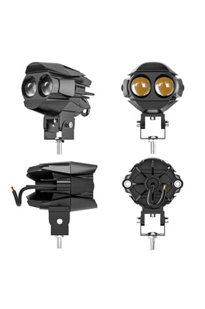 1 ADET Motosiklet Atv Utv Led Lazer Sis Farı Delici Beyaz Sarı Çift Renk 12 -80 Volt