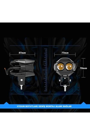 1 ADET Motosiklet Atv Utv Led Lazer Sis Farı Delici Beyaz Sarı Çift Renk 12 -80 Volt