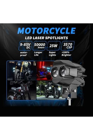 1 ADET Motosiklet Atv Utv Led Lazer Sis Farı Delici Beyaz Sarı Çift Renk 12 -80 Volt